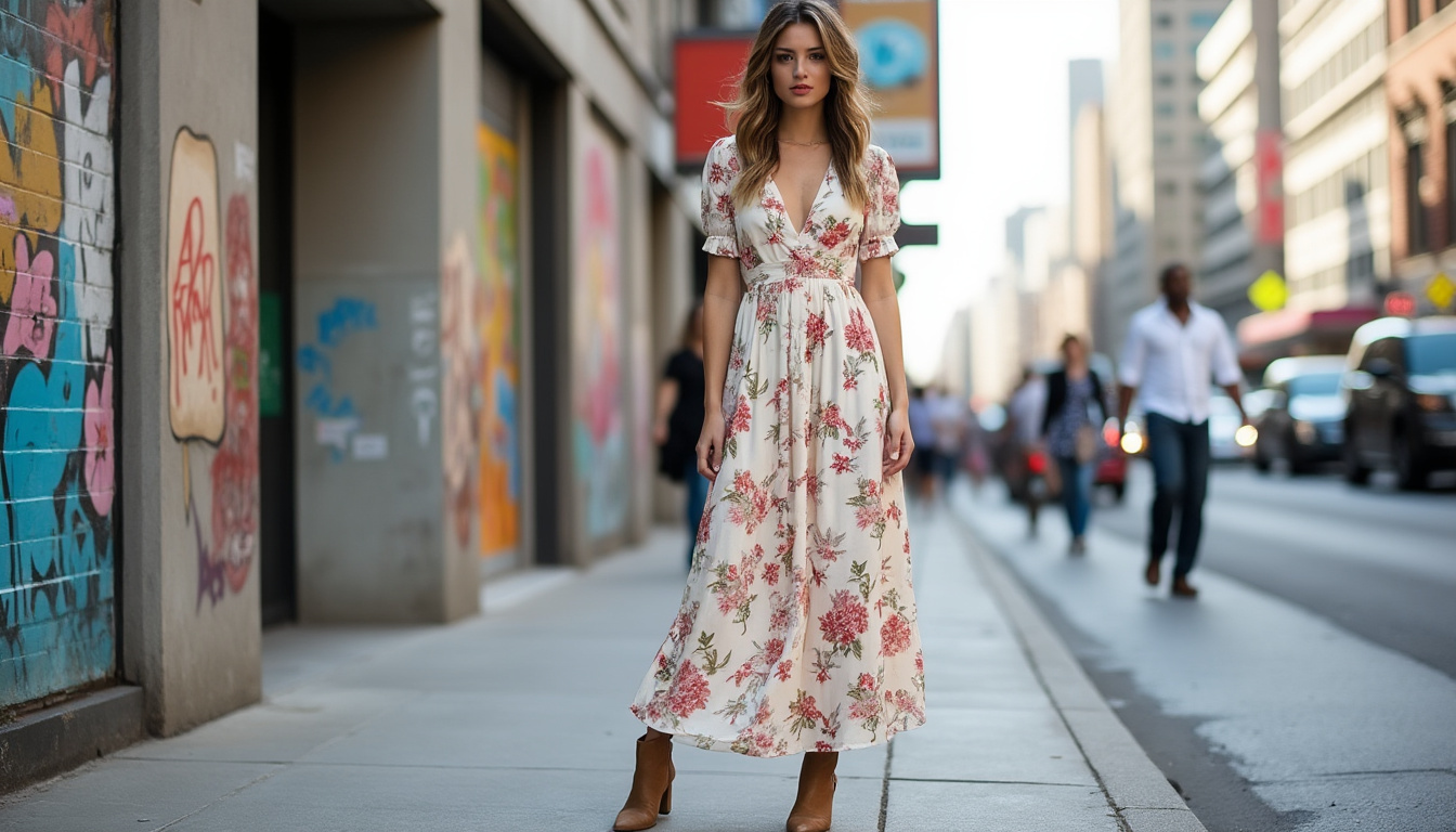 découvrez nos conseils pour choisir la chaussure idéale à porter avec une robe longue fleurie, adaptées à chaque saison pour un style parfait toute l'année.